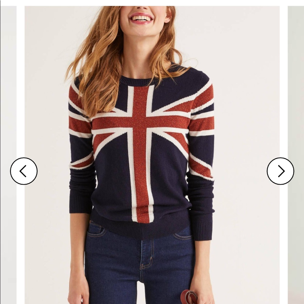 NEW Boden Estella Union Jack Sweater Navy